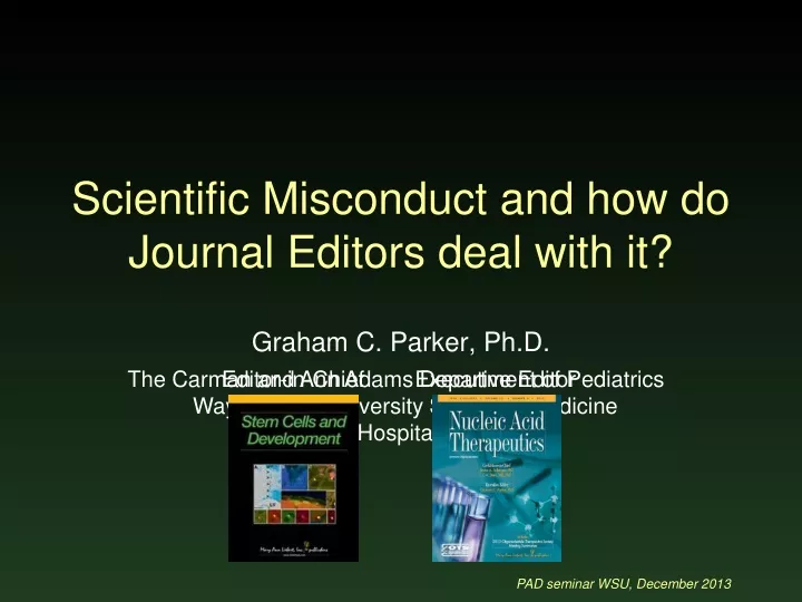 scientific misconduct and how do journal editors