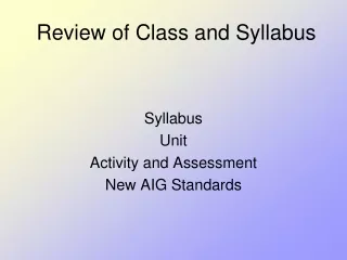 Review of Class and Syllabus