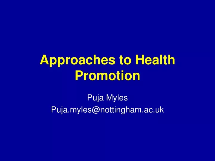 approaches to health promotion