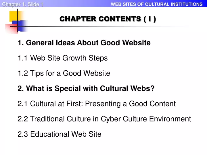 chapter contents i