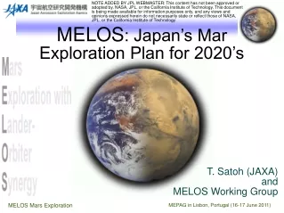 MELOS : Japan’s Mar Exploration Plan for 2020’s