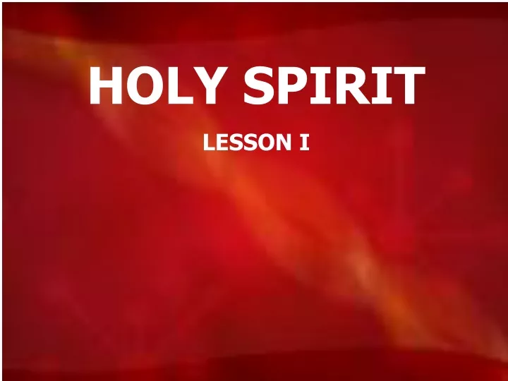 holy spirit lesson i