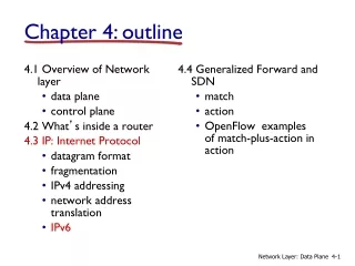 4.1 Overview of Network layer data plane control plane 4.2 What ’ s inside a router