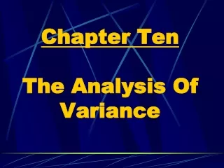 Chapter Ten The Analysis Of Variance