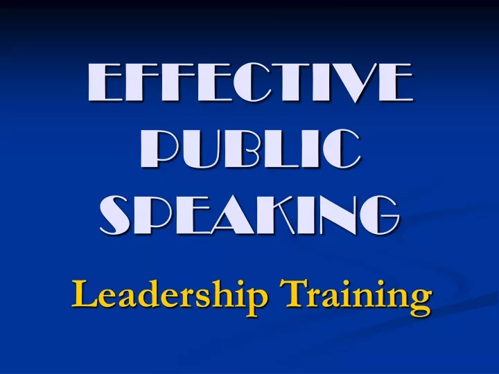 effective public speaking