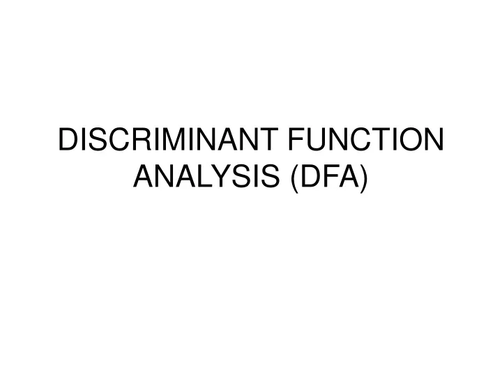 discriminant function analysis dfa