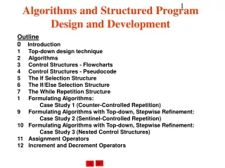 Algorithms and Structured Program Design and Development