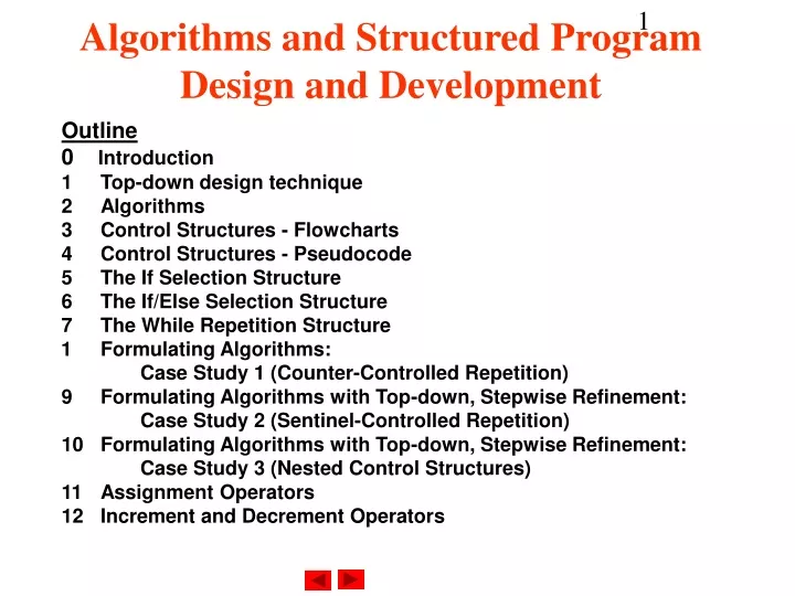 algorithms and structured program design and development