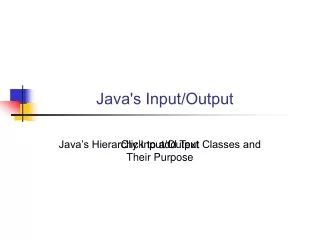 Java's Input/Output