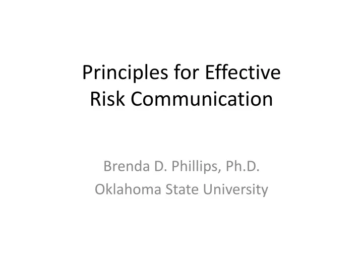 principles for effective risk communication