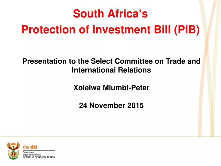 south africa s protection of investment bill pib