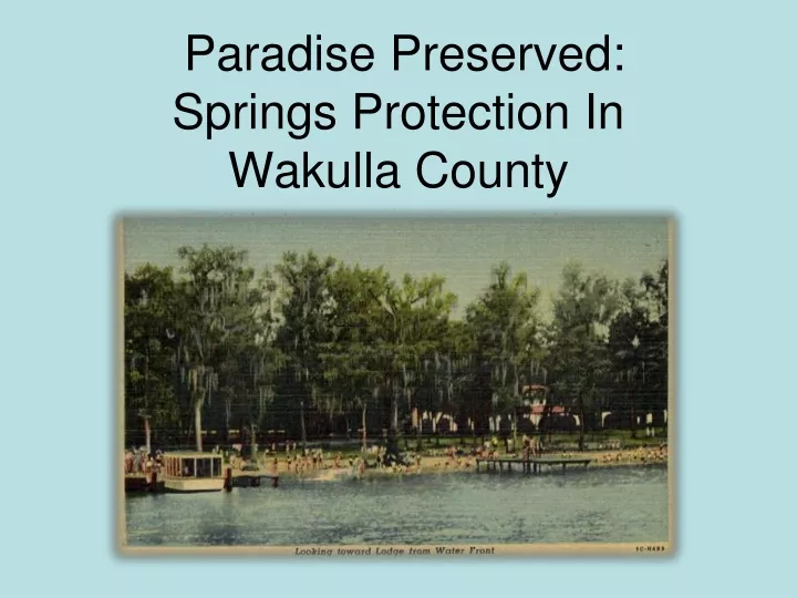 paradise preserved springs protection in wakulla county