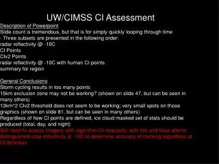 UW/CIMSS CI Assessment