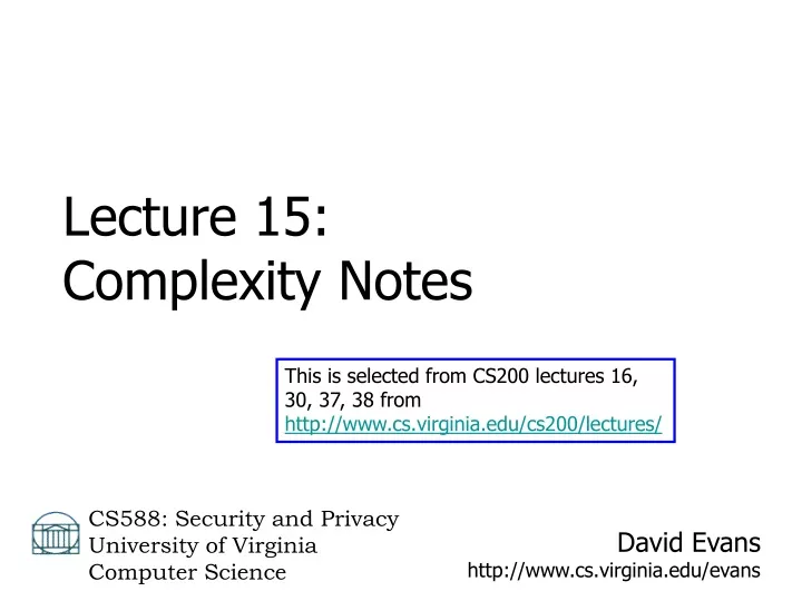 david evans http www cs virginia edu evans