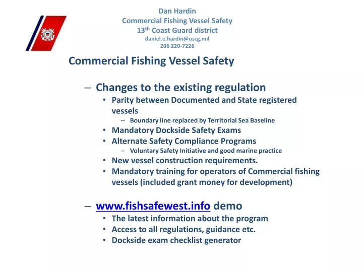 dan hardin commercial fishing vessel safety