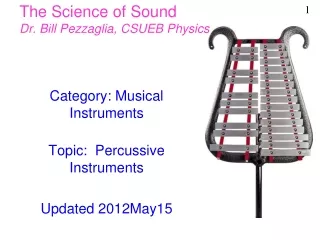 The Science of Sound Dr. Bill Pezzaglia, CSUEB Physics