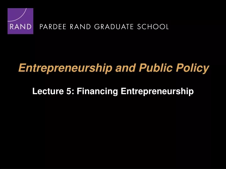 entrepreneurship and public policy