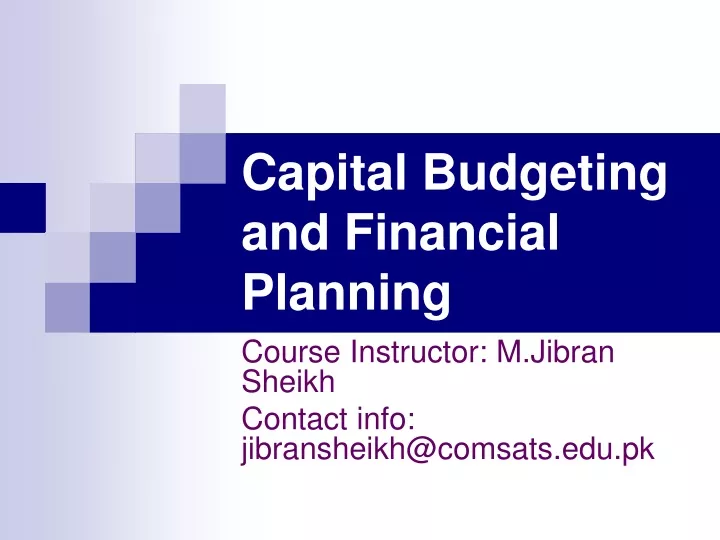 capital budgeting and financial planning