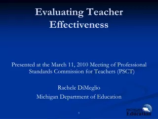 Evaluating Teacher Effectiveness