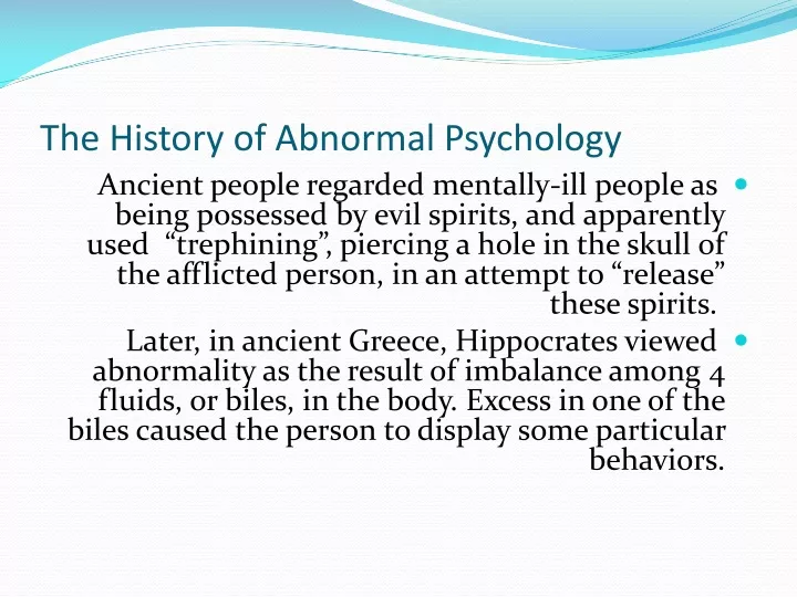 the history of abnormal psychology