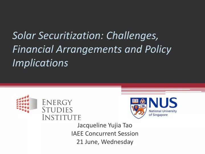 sol ar securitization challenges financial arrangements and policy implications