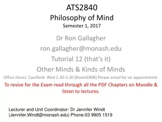 ATS2840 Philosophy of Mind Semester 1, 2017
