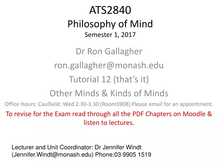 ats2840 philosophy of mind semester 1 2017