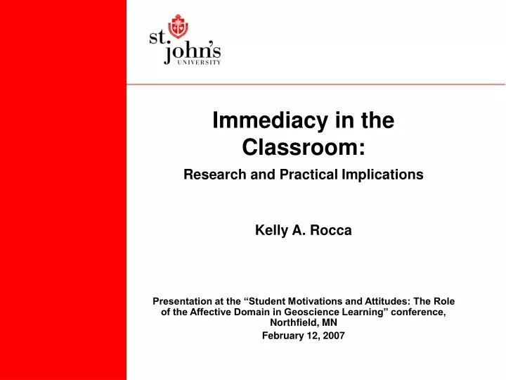 immediacy in the classroom