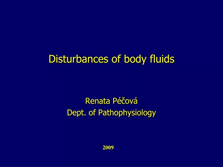 disturbances of body fluids