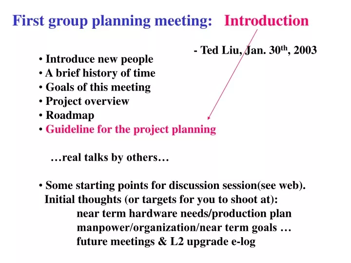 first group planning meeting introduction