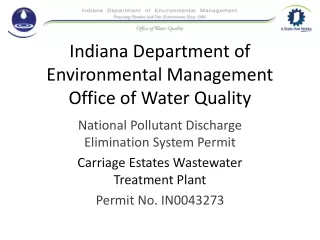 Indiana Department of Environmental Management  Office of Water Quality