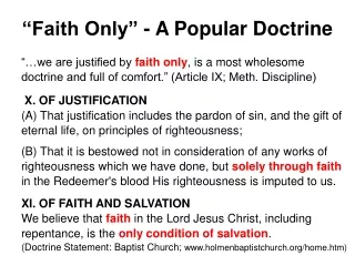 “Faith Only” - A Popular Doctrine