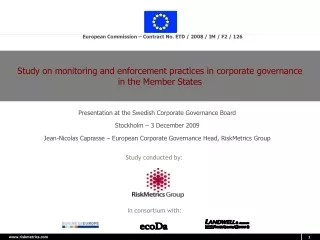 Study on monitoring and enforcement practices in corporate governance in the Member States