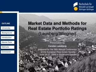 Market Data and Methods for  Real Estate Portfolio Ratings (Lausberg/Wiegner)