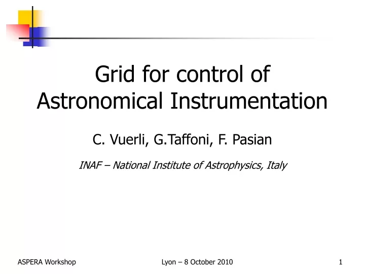 grid for control of astronomical instrumentation