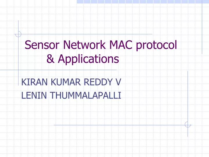 sensor network mac protocol applications