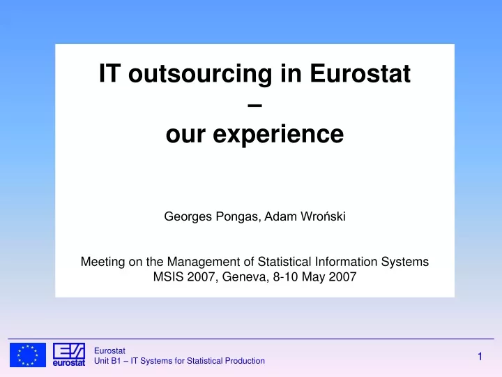 it outsourcing in eurostat our experience georges
