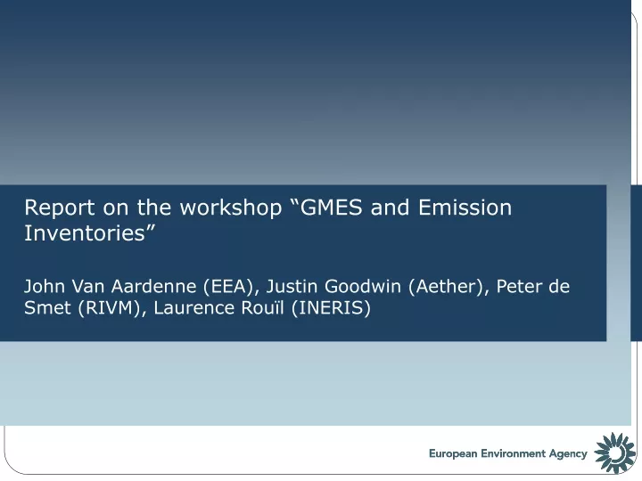 report on the workshop gmes and emission