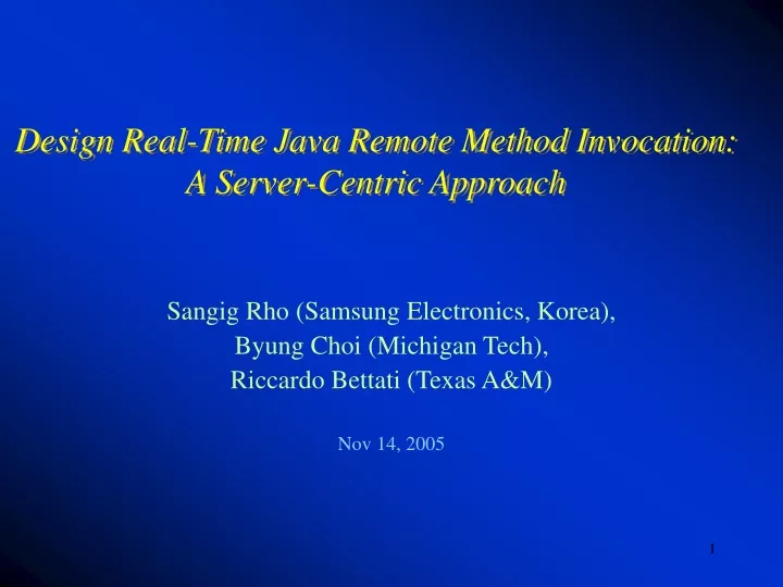 design real time java remote method invocation a server centric approach
