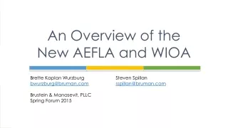 An Overview of the New AEFLA and WIOA