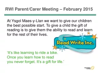 RWI Parent/Carer Meeting – February 2015