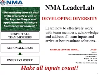 NMA LeaderLab DEVELOPING DIVERSITY