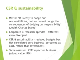 CSR &amp; sustainability