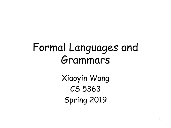 formal languages and grammars