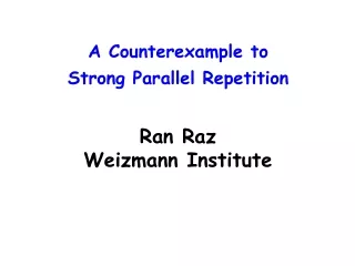 A Counterexample to  Strong Parallel Repetition