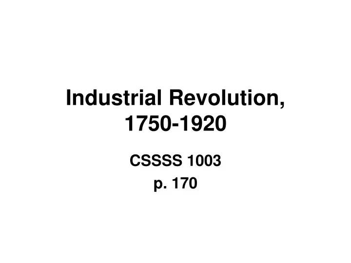 industrial revolution 1750 1920