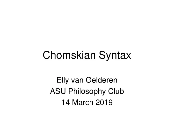 chomskian syntax