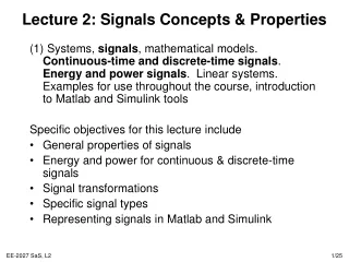 Lecture 2: Signals Concepts &amp; Properties