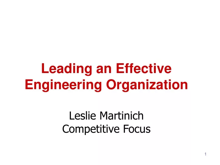 leading an effective engineering organization