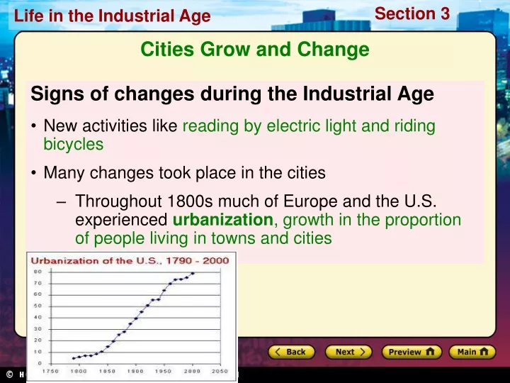 signs of changes during the industrial